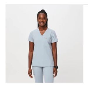 women's Dusty Blue Catarina™ - One-Pocket Scrub Top - S / Dusty Blue